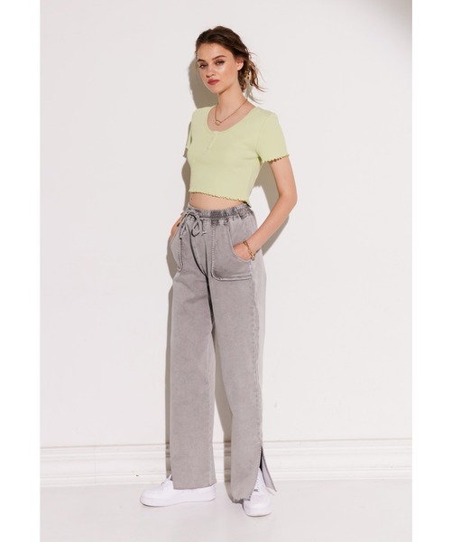 ALEXIA STAM（アリシアスタン）の「Hem Slit Wide Pants/ヘムスリットワイドパンツ（その他パンツ・レディース・ブラック系その他/ブルー系その他・S/M）」の3枚目の写真
