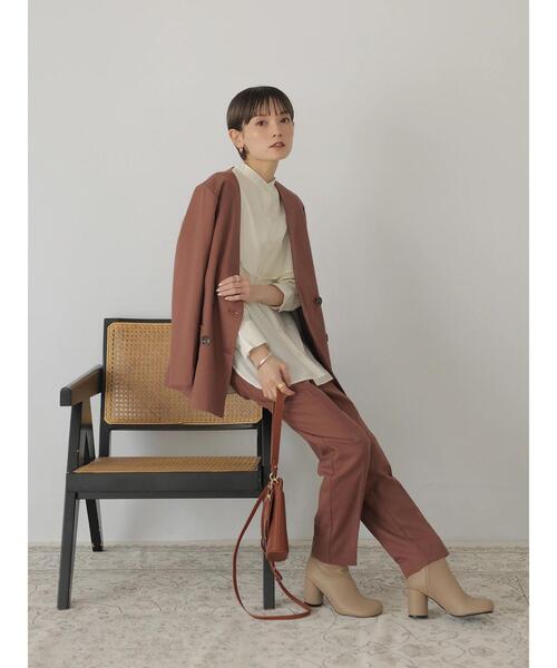 rem closet（レムクローゼット）の「ノーカラージャケット（ノーカラージャケット・レディース・ブラウン/グレイッシュベージュ・S）」の12枚目の写真