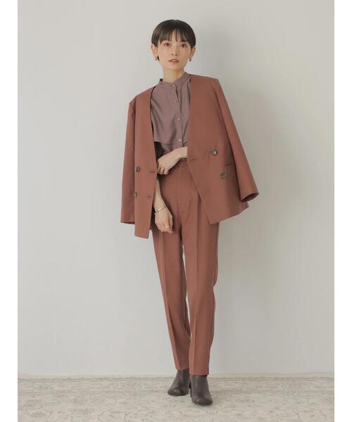 rem closet（レムクローゼット）の「ノーカラージャケット（ノーカラージャケット・レディース・ブラウン/グレイッシュベージュ・S）」の13枚目の写真