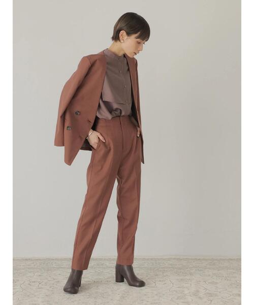 rem closet（レムクローゼット）の「ノーカラージャケット（ノーカラージャケット・レディース・ブラウン/グレイッシュベージュ・S）」の14枚目の写真