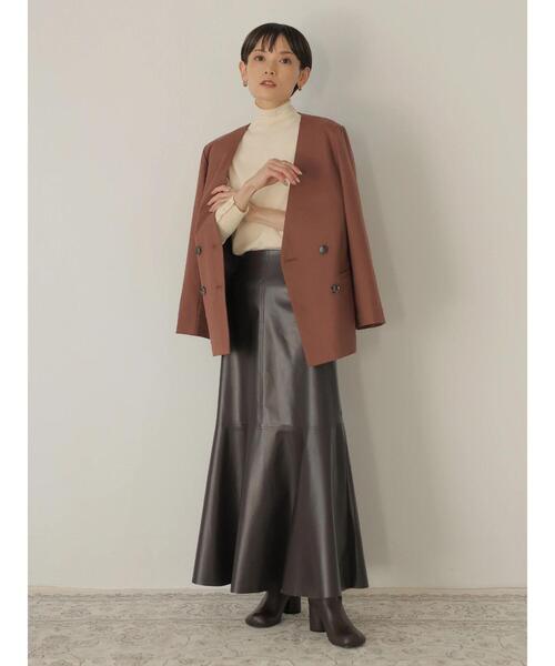 rem closet（レムクローゼット）の「ノーカラージャケット（ノーカラージャケット・レディース・ブラウン/グレイッシュベージュ・S）」の16枚目の写真