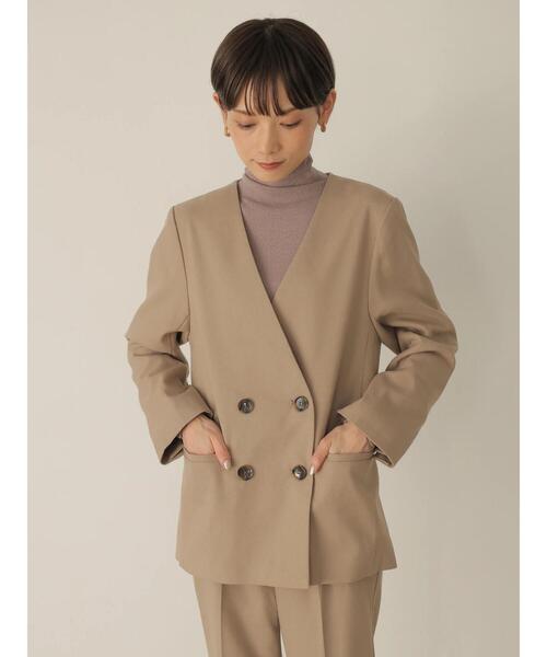 rem closet（レムクローゼット）の「ノーカラージャケット（ノーカラージャケット・レディース・ブラウン/グレイッシュベージュ・S）」の17枚目の写真