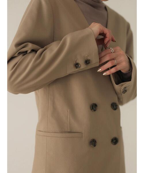 rem closet（レムクローゼット）の「ノーカラージャケット（ノーカラージャケット・レディース・ブラウン/グレイッシュベージュ・S）」の21枚目の写真