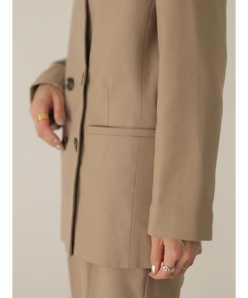 rem closet（レムクローゼット）の「ノーカラージャケット（ノーカラージャケット・レディース・ブラウン/グレイッシュベージュ・S）」の22枚目の写真