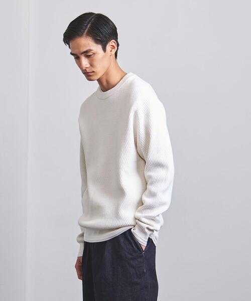 UNITED ARROWS（ユナイテッドアローズ）の「＜UNITED ARROWS＞ コットン/カシミヤ サーマル クルーネック ニット（ニット/セーター・メンズ・グレー/ホワイト/ライム・L/S/XL/M）」の7枚目の写真