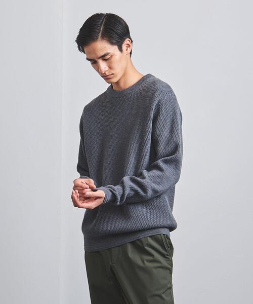UNITED ARROWS（ユナイテッドアローズ）の「＜UNITED ARROWS＞ コットン/カシミヤ サーマル クルーネック ニット（ニット/セーター・メンズ・グレー/ホワイト/ライム・L/S/XL/M）」の8枚目の写真