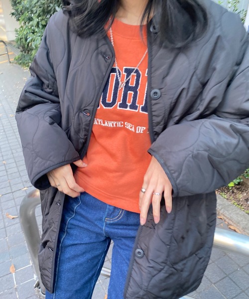 INGNI（イング）の「ノーカラーキルティングアウター／コート（ノーカラージャケット・レディース・ブラック/ベージュ/カーキ・M）」の16枚目の写真