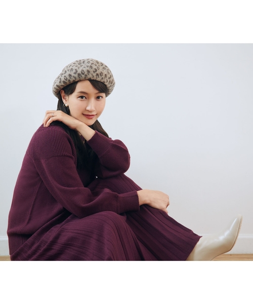 DRESKIP（ドレスキップ）の「◆レオパードジャガードベレー（ハンチング/ベレー帽・レディース・グレー系3/ベージュ系3・00）」の4枚目の写真