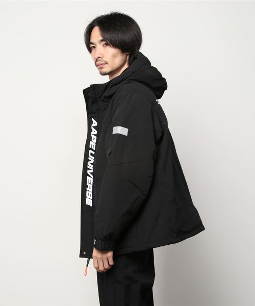 APEエイプ　冬服メンズ　フード付き黒ダウンジャケット A BATHING APE（アベイシングエイプ）の「GORE-TEX DOWN JACKET