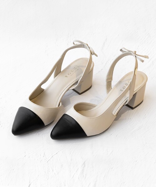 TOCCA(トッカ)の「COLOR BLOCK SLINGBACK SANDALS サンダル(サンダル・レディース・ブラック系/ベージュ系・38/36/37/35)」の2枚目の写真