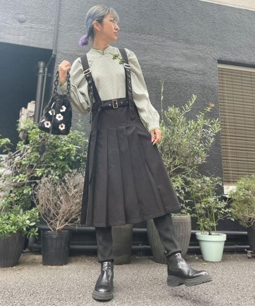 Candy Stripper（キャンディストリッパー）の「GINGHAM CHINA ワンピース（ワンピース・レディース・ブラック/レッド/グリーン・2）」の4枚目の写真