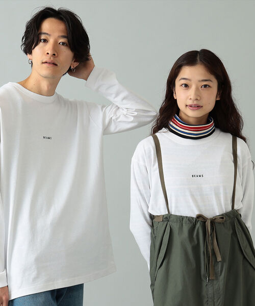 BEAMS(ビームス)の「BEAMS / ミニロゴ ロングスリーブ Tシャツ(Tシャツ/カットソー・メンズ・ホワイト/ブラック/ベージュ・SMALL/MEDIUM/LARGE/X-LARGE)」の10枚目の写真