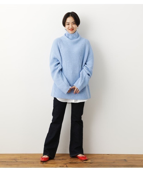 RODEO CROWNS WIDE BOWL（ロデオクラウンズワイドボウル）の「レイヤードハイネックニットトップス（ニット/セーター・レディース・ブラック/ベージュ/サックスブルー・FREE）」の19枚目の写真