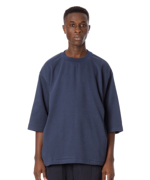 Sandinista（サンディニスタ）の「Double Knit H-S Tee / ダブルニット５分袖丈Tシャツ（Tシャツ/カットソー・メンズ・チャコールグレー/ブラック/ネイビー/ネイビー系・SMALL/MEDIUM/LARGE）」の4枚目の写真