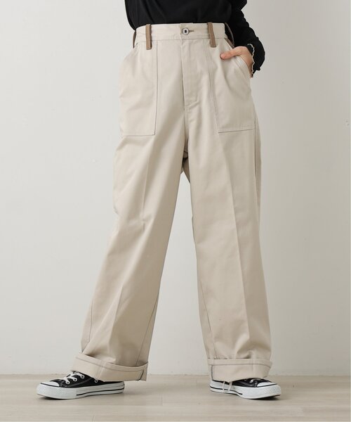 DOUBLE NAME（ダブルネーム）の「UNIVERSAL OVERALL×DOUBLE NAME異素材ワイドパンツ（その他パンツ・レディース・ベージュ/キナリ/ネイビー系・FREE）」の2枚目の写真