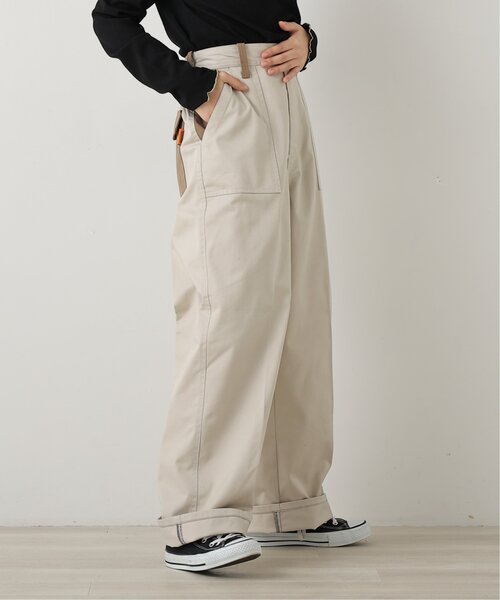 DOUBLE NAME（ダブルネーム）の「UNIVERSAL OVERALL×DOUBLE NAME異素材ワイドパンツ（その他パンツ・レディース・ベージュ/キナリ/ネイビー系・FREE）」の9枚目の写真