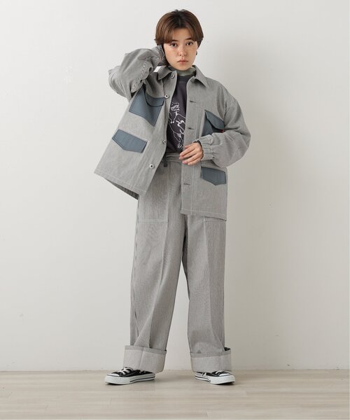 DOUBLE NAME（ダブルネーム）の「UNIVERSAL OVERALL×DOUBLE NAME異素材ワイドパンツ（その他パンツ・レディース・ベージュ/キナリ/ネイビー系・FREE）」の20枚目の写真