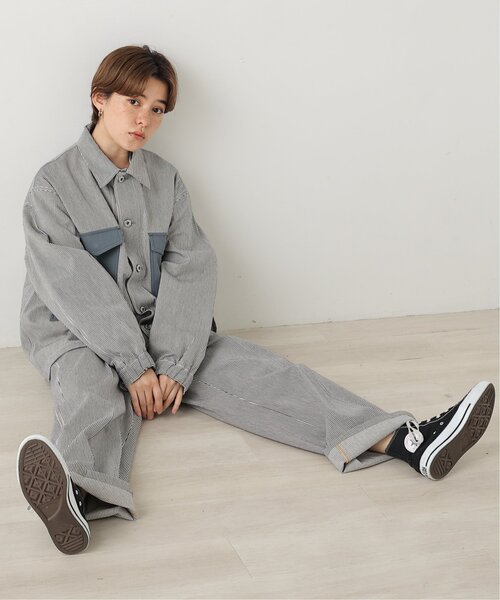 DOUBLE NAME（ダブルネーム）の「UNIVERSAL OVERALL×DOUBLE NAME異素材ワイドパンツ（その他パンツ・レディース・ベージュ/キナリ/ネイビー系・FREE）」の21枚目の写真