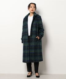WQ04 MANTEAU フーディーチェックコート