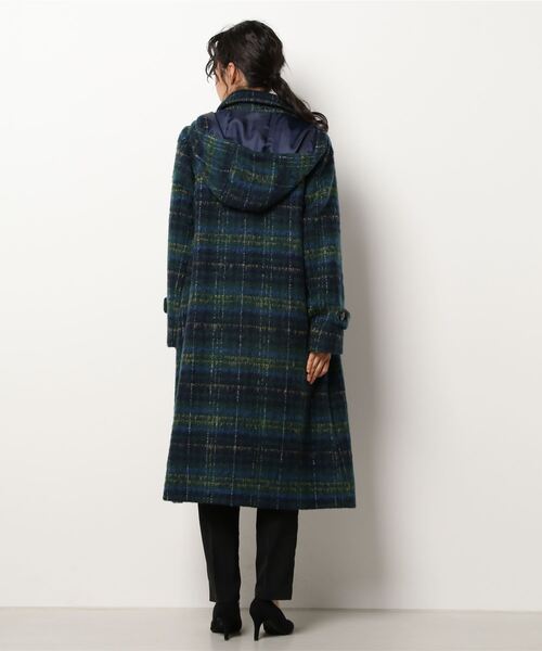To b. by agnes b.（トゥービーバイアニエスベー）の「WQ04 MANTEAU フーディーチェックコート（その他アウター・レディース・ブルー系その他・38/36）」の3枚目の写真