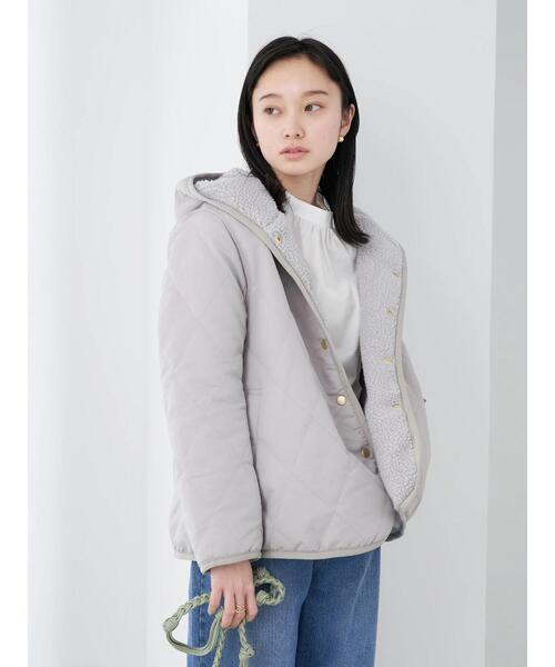 earth music&ecology(アースミュージックアンドエコロジー)の「キルティング&ボアリバーシブルフードコート*(MA-1・レディース・ブラック/ライトグレー/カーキ・L/M)」の12枚目の写真