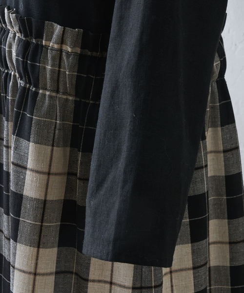 BEARDSLEY（ビアズリー）の「チェック生地がドッキング ラップスカート付ワンピース（ワンピース・レディース・ブラック・FREE）」の9枚目の写真