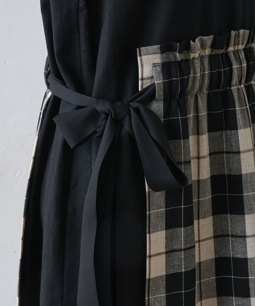 BEARDSLEY（ビアズリー）の「チェック生地がドッキング ラップスカート付ワンピース（ワンピース・レディース・ブラック・FREE）」の7枚目の写真
