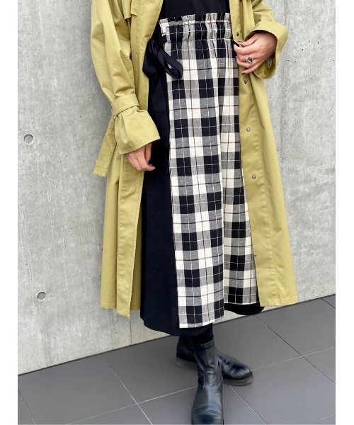 BEARDSLEY（ビアズリー）の「チェック生地がドッキング ラップスカート付ワンピース（ワンピース・レディース・ブラック・FREE）」の19枚目の写真