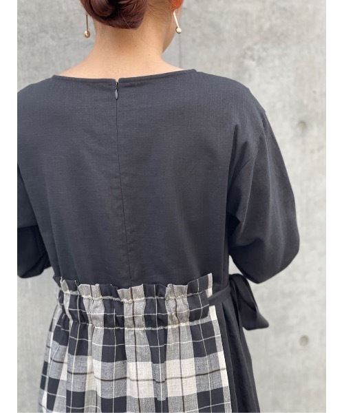 BEARDSLEY（ビアズリー）の「チェック生地がドッキング ラップスカート付ワンピース（ワンピース・レディース・ブラック・FREE）」の14枚目の写真