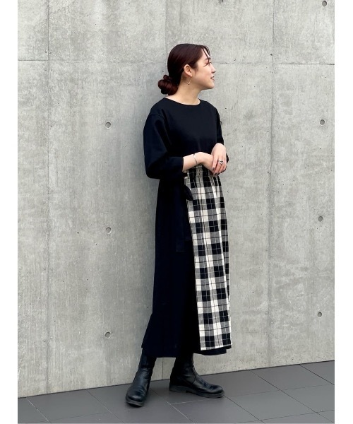 BEARDSLEY（ビアズリー）の「チェック生地がドッキング ラップスカート付ワンピース（ワンピース・レディース・ブラック・FREE）」の17枚目の写真