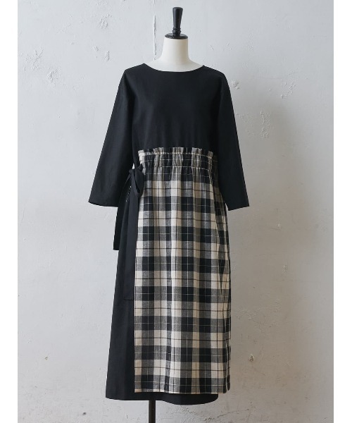 BEARDSLEY（ビアズリー）の「チェック生地がドッキング ラップスカート付ワンピース（ワンピース・レディース・ブラック・FREE）」の20枚目の写真