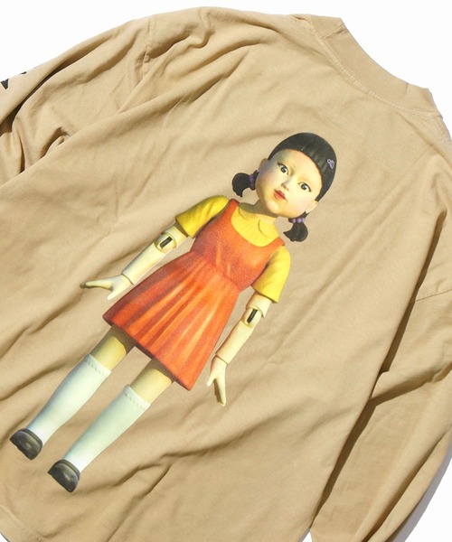 Emotionally Unavailable/エモーショナリー アンアベイラブル SGM × EU Doll LngSlv Tee イカゲーム コラボ バックプリントロンT ヨンヒ人形