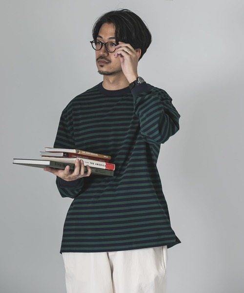 URBAN RESEARCH（アーバンリサーチ）の「ナローボーダーロングスリーブTシャツ（Tシャツ/カットソー・メンズ・ブラック系その他/グリーン系その他/レッド系その他・SMALL/MEDIUM/LARGE）」の3枚目の写真