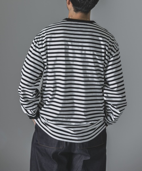 URBAN RESEARCH（アーバンリサーチ）の「ナローボーダーロングスリーブTシャツ（Tシャツ/カットソー・メンズ・ブラック系その他/グリーン系その他/レッド系その他・SMALL/MEDIUM/LARGE）」の11枚目の写真