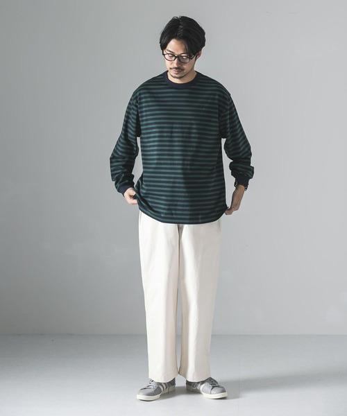 URBAN RESEARCH（アーバンリサーチ）の「ナローボーダーロングスリーブTシャツ（Tシャツ/カットソー・メンズ・ブラック系その他/グリーン系その他/レッド系その他・SMALL/MEDIUM/LARGE）」の8枚目の写真