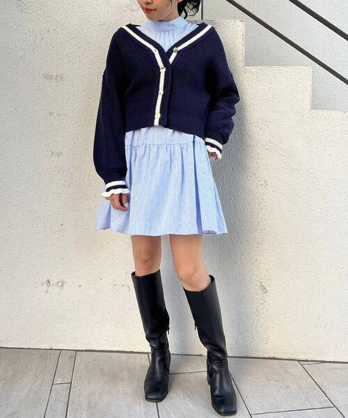 MAJESTIC LEGON（マジェスティックレゴン）の「ハイネックミニワンピ（ワンピース・レディース・オフホワイト/グレー系その他/ブルー系その他2・MEDIUM）」の3枚目の写真