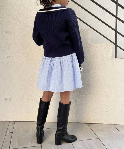 MAJESTIC LEGON（マジェスティックレゴン）の「ハイネックミニワンピ（ワンピース・レディース・オフホワイト/グレー系その他/ブルー系その他2・MEDIUM）」の4枚目の写真