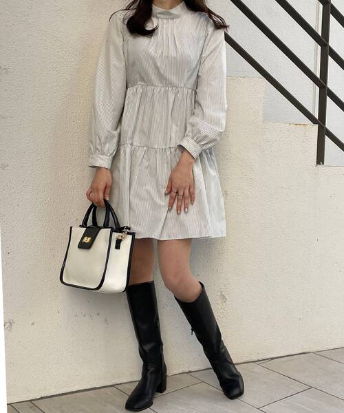 MAJESTIC LEGON（マジェスティックレゴン）の「ハイネックミニワンピ（ワンピース・レディース・オフホワイト/グレー系その他/ブルー系その他2・MEDIUM）」の7枚目の写真