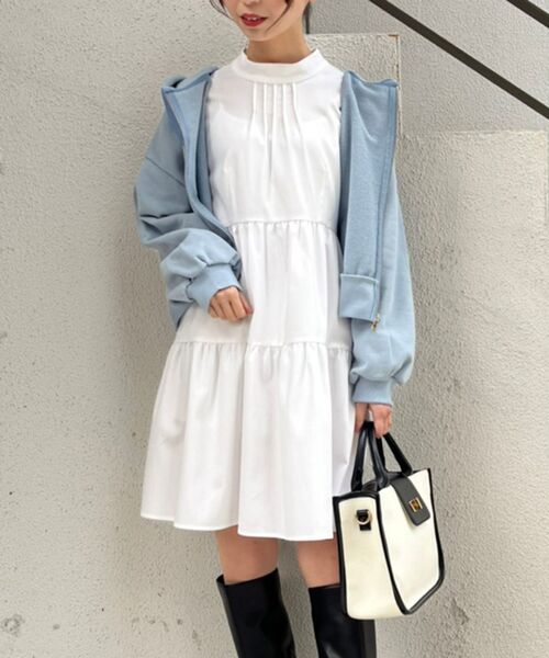 MAJESTIC LEGON（マジェスティックレゴン）の「ハイネックミニワンピ（ワンピース・レディース・オフホワイト/グレー系その他/ブルー系その他2・MEDIUM）」の14枚目の写真