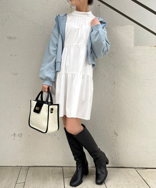 MAJESTIC LEGON（マジェスティックレゴン）の「ハイネックミニワンピ（ワンピース・レディース・オフホワイト/グレー系その他/ブルー系その他2・MEDIUM）」の18枚目の写真