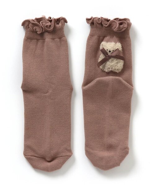 apres les cours(アプレレクール)の「tiny bear フリルソックス(ソックス/靴下・キッズ・アイボリー/ピンク・18/24/15 /21/12)」の2枚目の写真