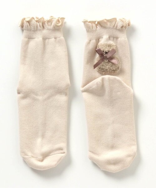 apres les cours(アプレレクール)の「tiny bear フリルソックス(ソックス/靴下・キッズ・アイボリー/ピンク・18/24/15 /21/12)」の7枚目の写真