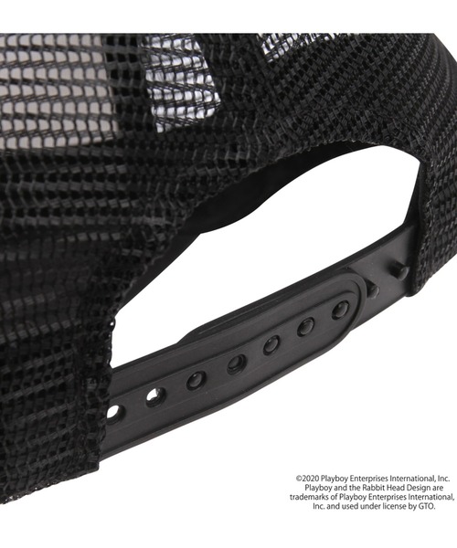 PLAYBOY（プレイボーイ）の「PLAYBOY プレイボーイ ツイルメッシュキャップ 大きいサイズ 64cm（キャップ・メンズ・ブラック×ホワイト・4L）」の2枚目の写真