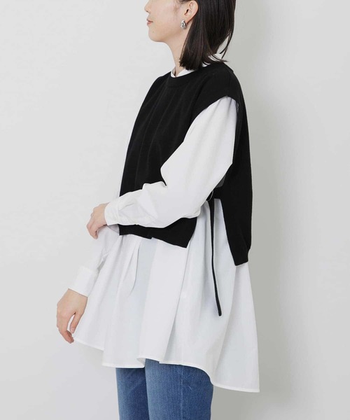 URBAN RESEARCH Sonny Label（アーバンリサーチサニーレーベル）の「『一部WEB限定カラー』ニットベストxフレアシャツレイヤーSET2（シャツ/ブラウス・レディース・ブラック/ライトグレー/ネイビー/チャコールグレー・FREE）」の11枚目の写真