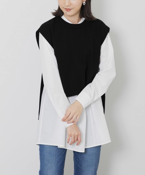 URBAN RESEARCH Sonny Label（アーバンリサーチサニーレーベル）の「『一部WEB限定カラー』ニットベストxフレアシャツレイヤーSET2（シャツ/ブラウス・レディース・ブラック/ライトグレー/ネイビー/チャコールグレー・FREE）」の10枚目の写真