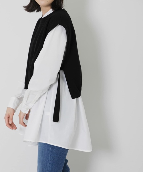 URBAN RESEARCH Sonny Label（アーバンリサーチサニーレーベル）の「『一部WEB限定カラー』ニットベストxフレアシャツレイヤーSET2（シャツ/ブラウス・レディース・ブラック/ライトグレー/ネイビー/チャコールグレー・FREE）」の8枚目の写真