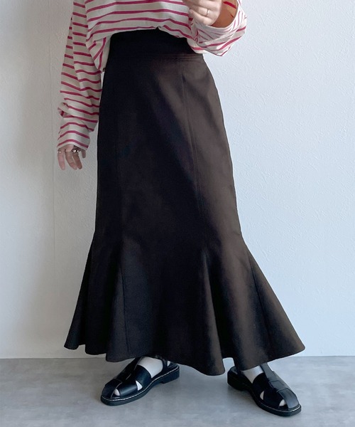 w closet（ダブルクローゼット）の「ハイウエストマーメイドスカート（スカート・レディース・ライトベージュ/ライム/スミクロ・FREE）」の2枚目の写真