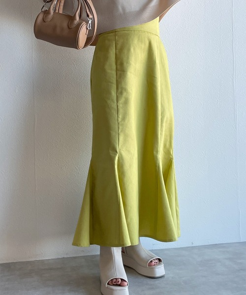 w closet（ダブルクローゼット）の「ハイウエストマーメイドスカート（スカート・レディース・ライトベージュ/ライム/スミクロ・FREE）」の15枚目の写真