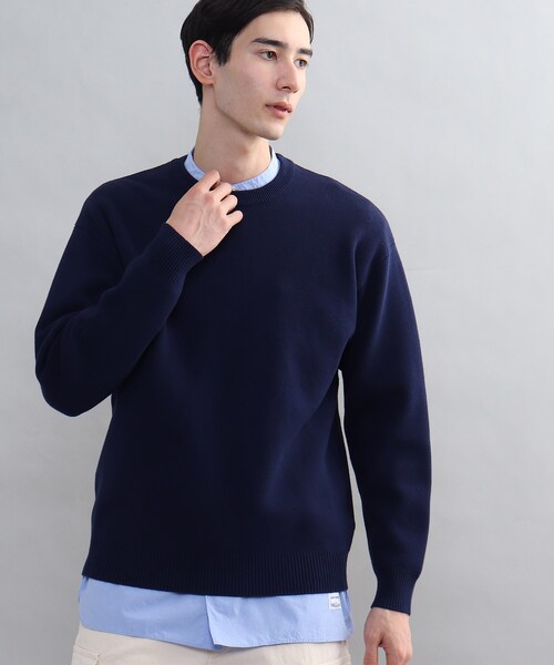 THE SHOP TK （ザ ショップ ティーケー ）の「◆スウェットライクニットプルオーバー（ニット/セーター・メンズ・ベージュ/ネイビー/グレー/レッド系1/ダークグリーン・04/03/02）」の5枚目の写真