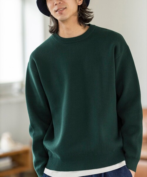 THE SHOP TK （ザ ショップ ティーケー ）の「◆スウェットライクニットプルオーバー（ニット/セーター・メンズ・ベージュ/ネイビー/グレー/レッド系1/ダークグリーン・04/03/02）」の4枚目の写真